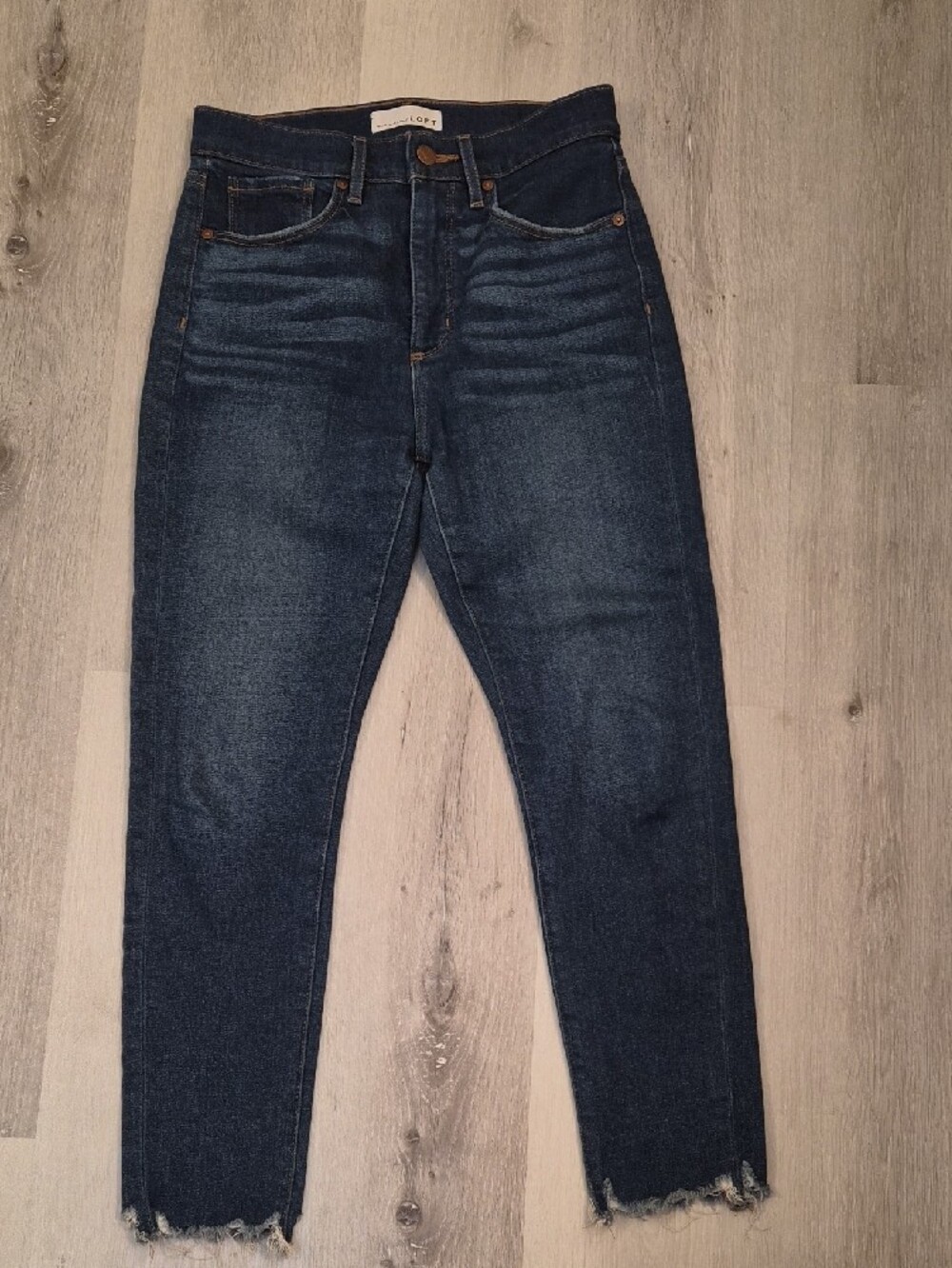 LOFT Dark Indigo High-Rise Skinny Jeans with Raw Hem.Size 26